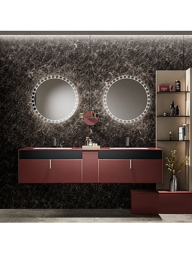adjustable light and defog smart LED mirror,Modern bathroom cabinet with sink